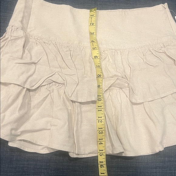 Linen Beige Ruffled Skirt - Picture 3 of 5